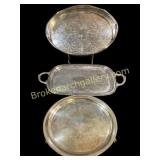 Three Silverplated Trays