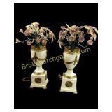 Pair Italian Floral Urn Lamps