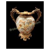 Castilian Aqueous floral on aqua vase heavy