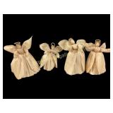 Set of Four Hand Made Corn Husk  Angels