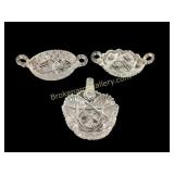 Three Cut Crystal Nappy Dishes