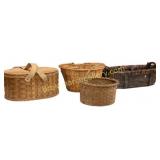 4 Vintage Woven baskets