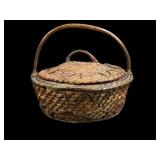 Unusual Coiled Fiber Lidded Basket