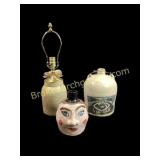 Vinegar Jug, Pottery Lamp, Ugly Face Jug