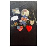 Vintage heart & ceramic pin collection