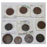 10) Canadian Large Half Pennies Coins & Tokens