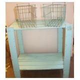 Wooden Stand w/ 2 Metal Baskets: