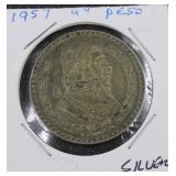 1957 Un Peso Mexican Silver Coin