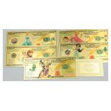 Disney 5 note Gold Foil set, 24kt 99.9