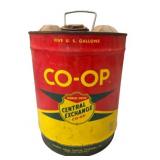 1950s Co-Op Motor Oil 5 Gallon Oil Can