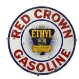 Red Crown Gasoline w/ Ethyl Advertising Metal Sign