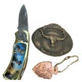 Knife, Belt Buckle, Keychain