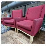 (Qty 2) Accent Chairs W/ Wood Legs | Red