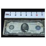 1914 Blue Seal Federal Reserve $50.00 Note