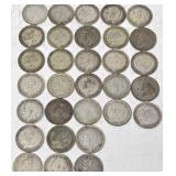 (31) 1890 - 1938 English 3 Pence Coins - Silver