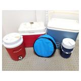 Assortment of Coolers & (2) Thermoses