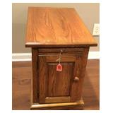 Oak Side Table w/Slide Out Tray & Magazine Rack