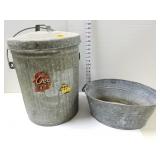 18" Galvanized Trash Can & Tub