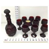 Avon Ruby Red Decanter & (10) Goblets