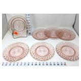 (7) Pink Depression Glass Luncheon Plates