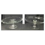 (2) Clear Glass Pedestal Cake Stands