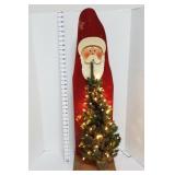 Wooden Santa w/Attatched Light Up Tree - Signed