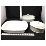 (3) White Casserole Dishes