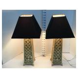 (2) Latticework Base Lamps w/ Black Shades