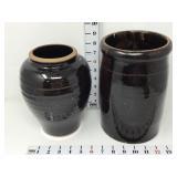 Brown Stoneware Vase & Canning Jar