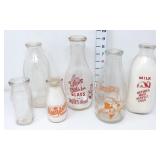 (6) Various Pint & Qt Milk Bottles