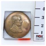 Abraham Lincoln Brass Adv Paperweight