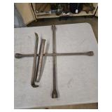 4 way lug wrench, crow bar, punch