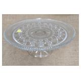 Clear cake plate on pedestal