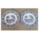 Pair of Shakespeare country transfer ware plates