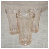 Three Pink depression glassware