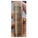 Roll of silver war nickels from 1940s