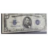 Silver certificate 1934 series 5 dollar bill