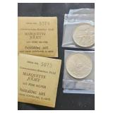 Marquette Joliet 925 fine silver coins pair