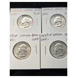 1959 D Washington quarters set of 4