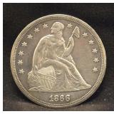 1866 With Motto Liberty Seated Silver Dollar