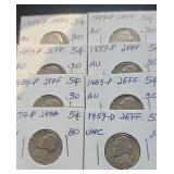 Group of 8 1959 nickels