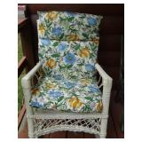 Wicker and wood rocker, shows wear