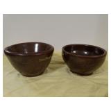 2 signed pottery bowls, 5" x 3"