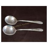 2 Lunt  Sterling soup spoons Sweetheart Rose 2.6