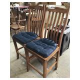 2 COUNTER HEIGHT OAK CHAIRS 24 inches tall to seat
