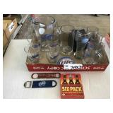 BEER GLASSES, PITCHERS, OPENERS