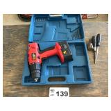 CORDLESS DRILL W BATTERY, NO CHARGER, SCREWDRIVERS