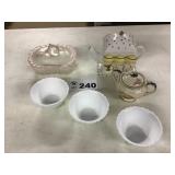 TEAPOT, BOWLS, CREAMER