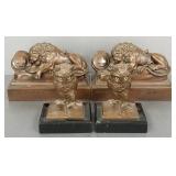 2 pair bookends- bronze clad lions 7 1/2"L &