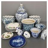 Group of blue & white porcelain incl. planters,